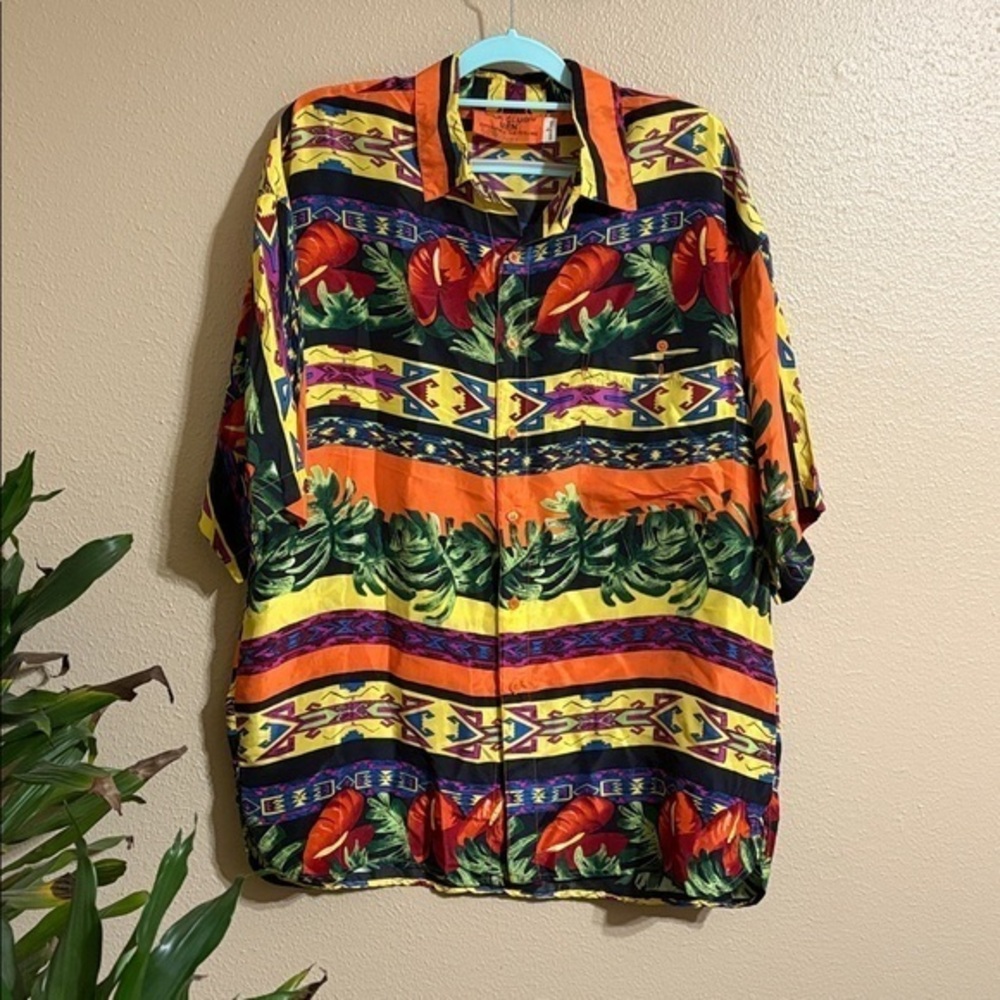 Silk Vibrant Multicolor Button-Up Shirt